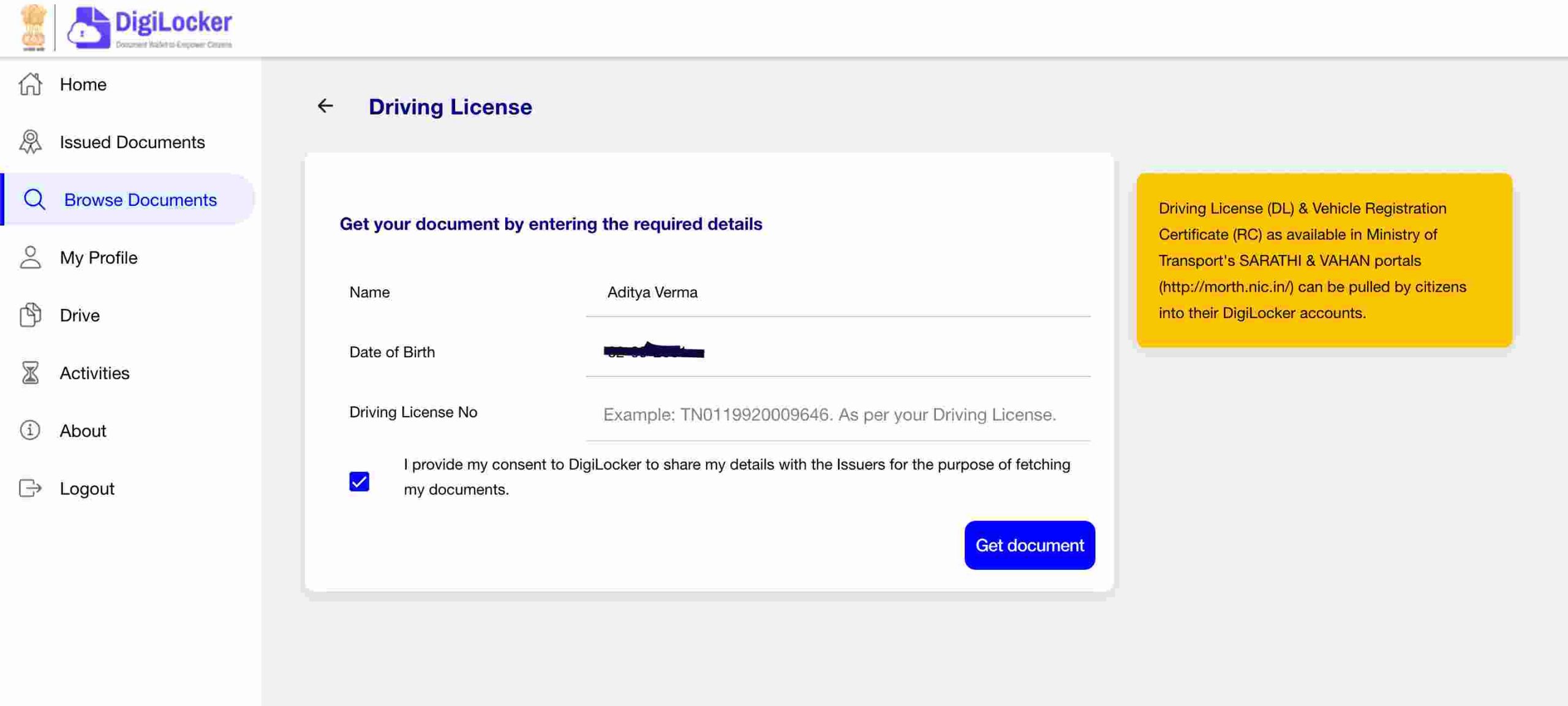 Driving Licence Soft Copy